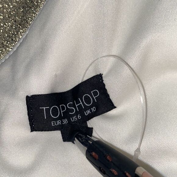 TopShop UK One Shoulder Metallic Sparkle MIDI Dress Cocktail Occasion Party Ivor - Picture 11 of 14